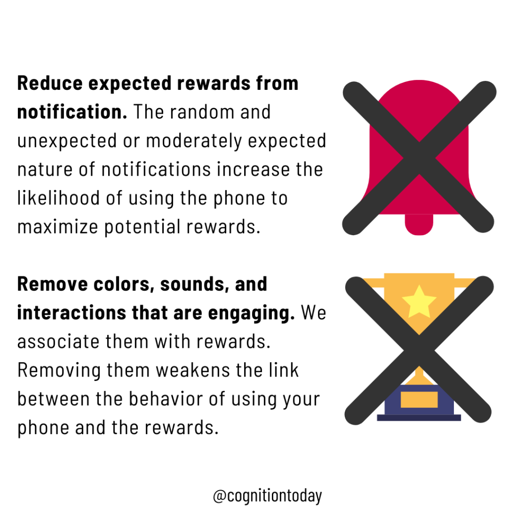 Tips to reduce phone use: Remove sensations and expected rewards